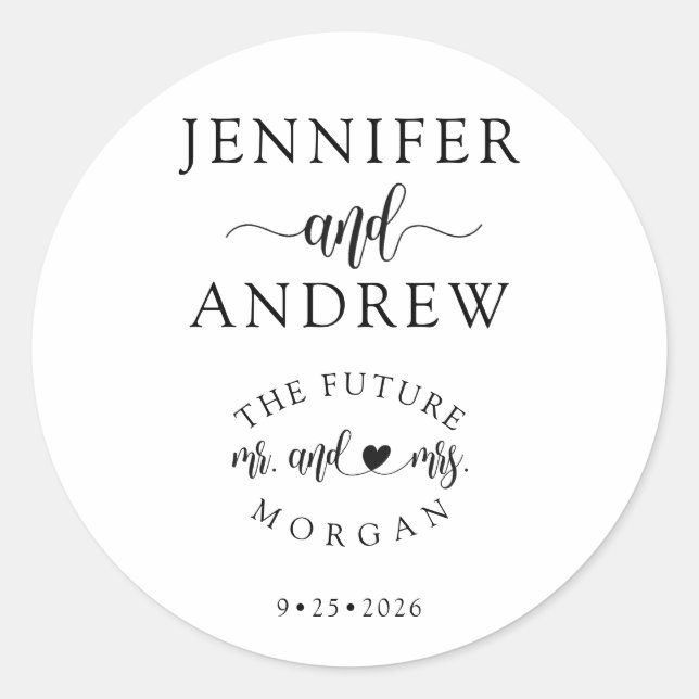 Elegante Script Simple Gastgeschenk Hochzeit Runder Aufkleber (Vorderseite)