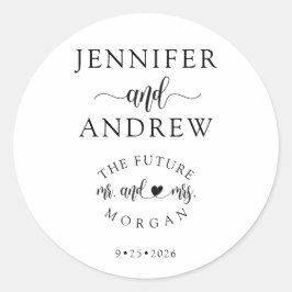 Elegante Script Simple Gastgeschenk Hochzeit Runder Aufkleber