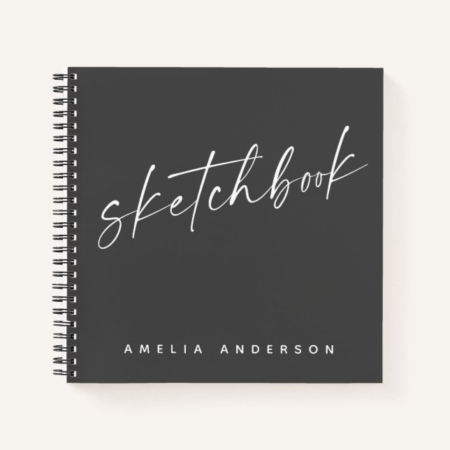 Elegante Script Sketchbook Personalisiert Name Bla Notizbuch (Vorderseite)
