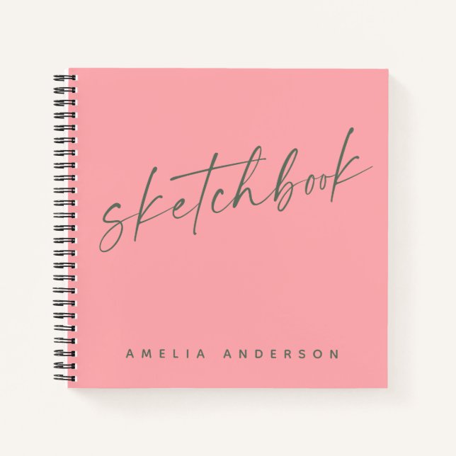 Elegante Script Sketchbook Personalisiert Name Pin Notizbuch (Vorderseite)