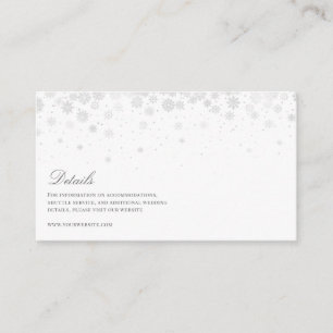 Elegante Script Snowflakes Hochzeitdetails Begleitkarte
