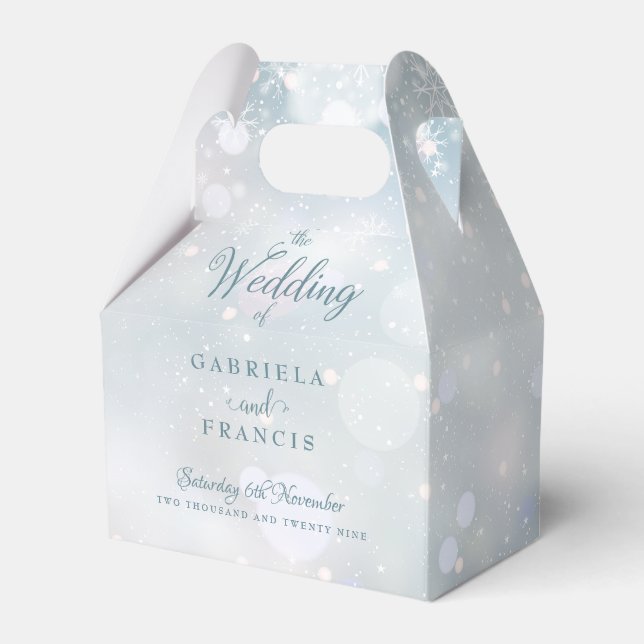 Elegante Script Snowflakes Winter Wedding Gevor Bo Geschenkschachtel (Vorderseite)