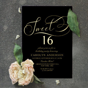 Elegante Script Sweet 16 Geburtstag echt Folieneinladung