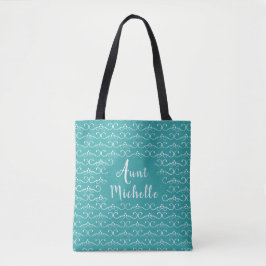 Elegante Script Tante Aquamarin Tasche