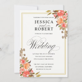 Elegante Script-Touch der Floral-Hochzeit im Herbs Einladung