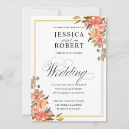 Elegante Script-Touch der Floral-Hochzeit im Herbs Einladung
