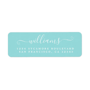 Elegante Script Turquoise Family Rücksendeadresse