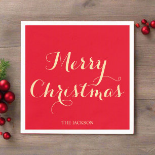 Elegante Script Typografie Merry Christmas Red Serviette