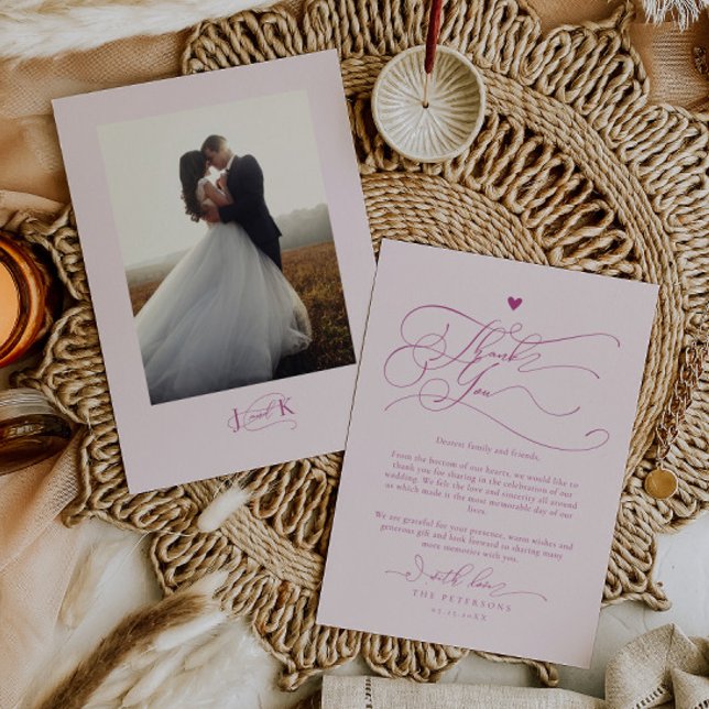 Elegante Script Typografie Pink Wedding Dankeskarte (Von Creator hochgeladen)