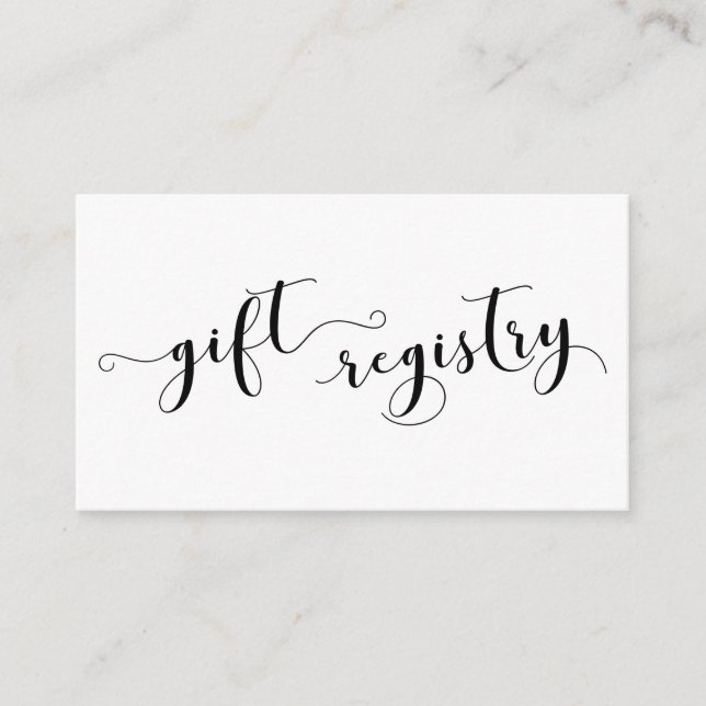 Elegante Script Typografie, Wedding Gift Registry Begleitkarte (Vorderseite)