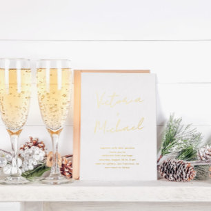 Elegante Script Typografy Foil Wedding Einladung