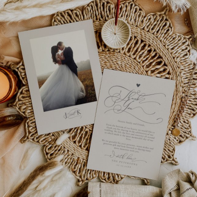 Elegante Script Typografy Sand Wedding Dankeskarte (Von Creator hochgeladen)
