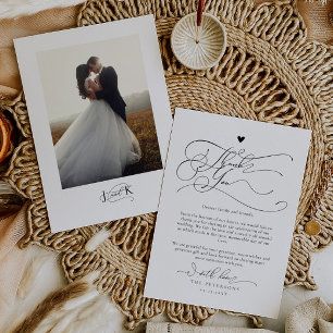 Elegante Script Typografy Wedding Dankeskarte