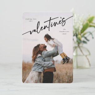 Elegante Script Valentine's Day Flat Foto Card Feiertagskarte