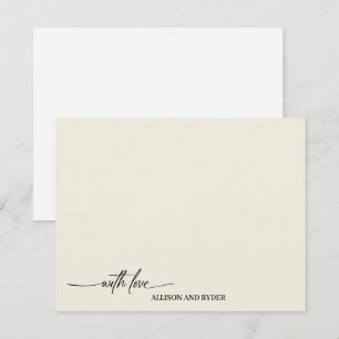 Elegante Script Vanilla mit Liebe Vielen Dank Mitteilungskarte