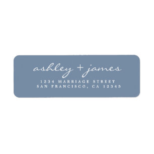 Elegante Script Vintage Blau Hochzeit Rücksendeadr