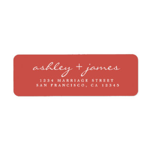 Elegante Script Warm Red Wedding Rücksendeadresse