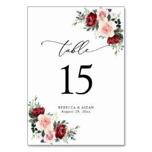 Elegante Script Watercolor Floral Tischnummer