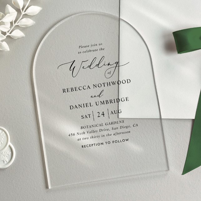 Elegante Script Wedding Acryleinladungen (Von Creator hochgeladen)