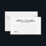 Elegante Script Wedding Advice and Wishings Card Hinweiskarte<br><div class="desc">Fügen Sie Ihrer Hochzeit eine persönliche Touch mit einer eleganten Hochzeitsberatung und Wunschkarte hinzu. Diese Ratgeber-Karte zeigt den Titel im modernen,  schwarz-eleganten Kalligraphie-Stil und Details in Schwarz-Moderne Sans Serif Schriftart Stil auf weißem Hintergrund. Ideal für Hochzeiten,  Babydusche,  Geburtstagsparty,  Brautparty,  Junggeselinnen-Abschied und alle besondere Anlässe.</div>