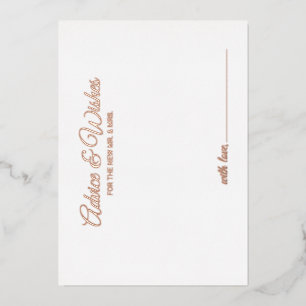 Elegante Script Wedding Advice und wünscht Rose Go Folieneinladung