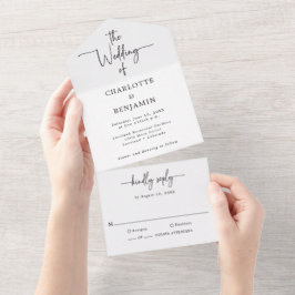 Elegante Script Wedding All In One Einladung