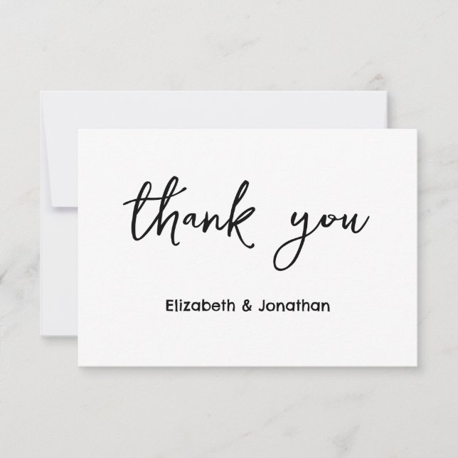 Elegante Script Wedding Dankeskarte (Vorderseite)