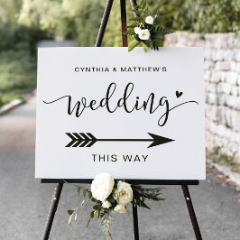 Elegante Script Wedding Direction Sign Canvas Prin Künstlicher Leinwanddruck