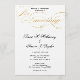 Elegante Script Wedding Einladung - Gold & Black