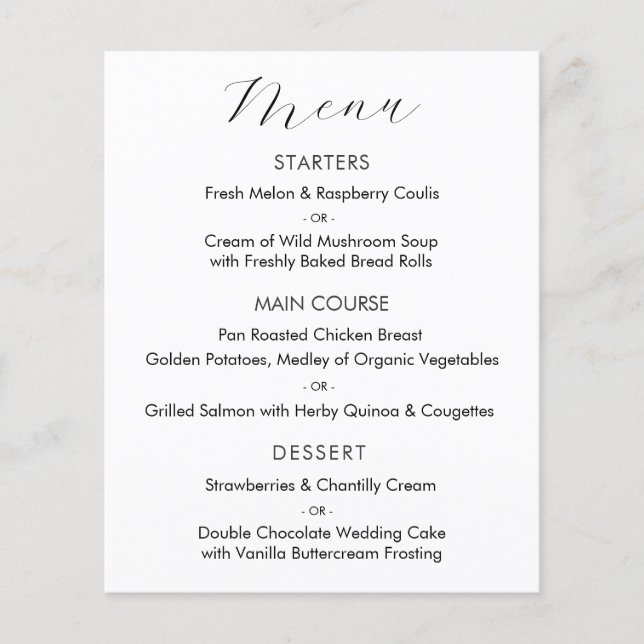 Elegante Script Wedding Menu Card Flyer (Vorne)
