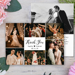 Elegante Script Wedding Multi Foto Collage Dankeskarte
