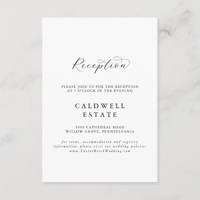 Elegante Script Wedding Reception Insert Card (Vorderseite)