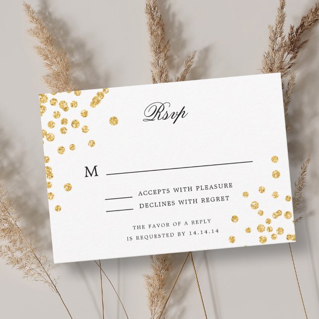 Elegante Script Wedding RSVP Gold Glitzer Confetti (Elegant Script Wedding RSVP Gold Glitter Confetti )