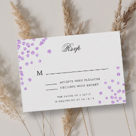 Elegante Script Wedding RSVP Lila Confetti