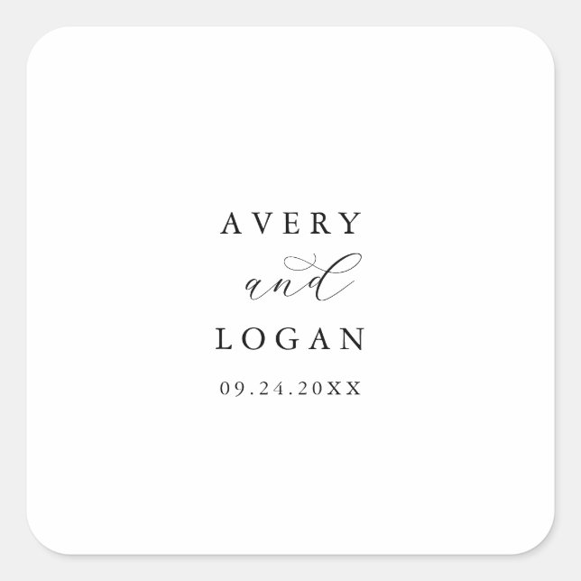 Elegante Script Wedding Umschlag Aufkleber (Vorderseite)