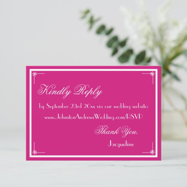 Elegante Script Wedding Website UAWG Enclosure Car Begleitkarte (Stehend Vorderseite)