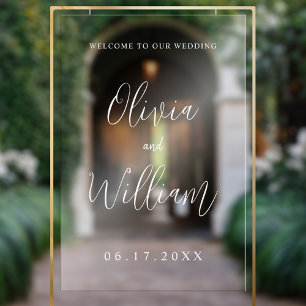 Elegante Script Wedding Welcome Transparent Acrylschild