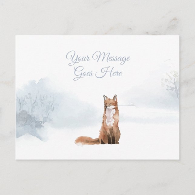 Elegante Script Weihnachtsfeiertage Winter Fox Postkarte (Vorderseite)