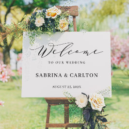 Elegante Script Welcome Wedding Sign Leinwand