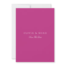 Elegante Script White & Magenta Save the Date Card