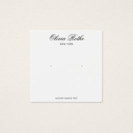 Elegante Script White Stud Earring Display Card