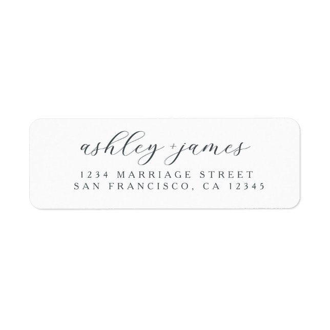Elegante Script White Wedding Rücksendeadresse (Vorne)