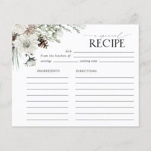 Elegante Script Winter Brautparty Rezept Card