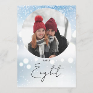 Elegante Script Winter Snowflakes Tischnummer