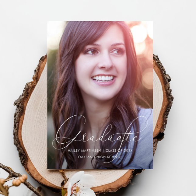 Elegante Script Yellow Foto Graduation Party Einladung (Von Creator hochgeladen)