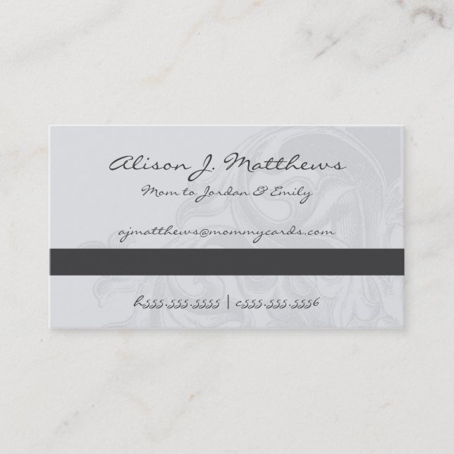 Elegante Scroll Mommy Cards Telefonnummerkarte (Vorderseite)