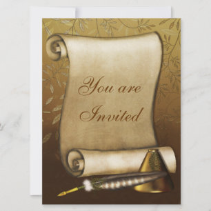 Elegante Scroll, Quill und Inkwell Einladung