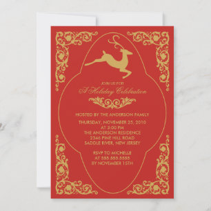 Elegante Scroll Rentier Weihnachten Party Einladun Einladung