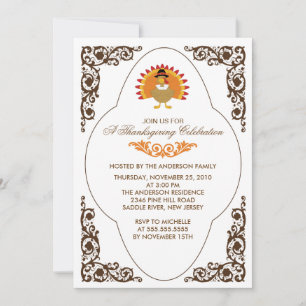 Elegante Scroll Türkei Erntedank Einladungen