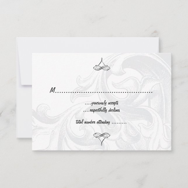 Elegante Scroll Wedding RSVP Cards Karte (Vorderseite)